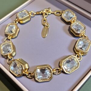 18k Gold Plated Catwalk Jon Chunky Headlight Crystal Bracelet